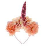 Girls Unicorn Horn Flower Headband Fancy Dress Cosplay Hairband Pink