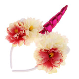 Maxbell Girls Unicorn Horn Flower Headband Fancy Dress Cosplay Hairband Rose