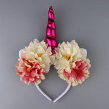 Maxbell Girls Unicorn Horn Flower Headband Fancy Dress Cosplay Hairband Rose