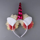 Maxbell Girls Unicorn Horn Flower Headband Fancy Dress Cosplay Hairband Rose