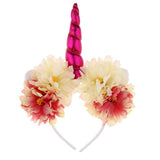 Maxbell Girls Unicorn Horn Flower Headband Fancy Dress Cosplay Hairband Rose