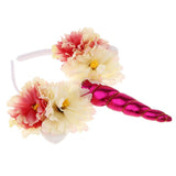 Maxbell Girls Unicorn Horn Flower Headband Fancy Dress Cosplay Hairband Rose