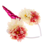 Maxbell Girls Unicorn Horn Flower Headband Fancy Dress Cosplay Hairband Rose