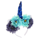 Girls Unicorn Horn Flower Headband Fancy Dress Cosplay Hairband Blue