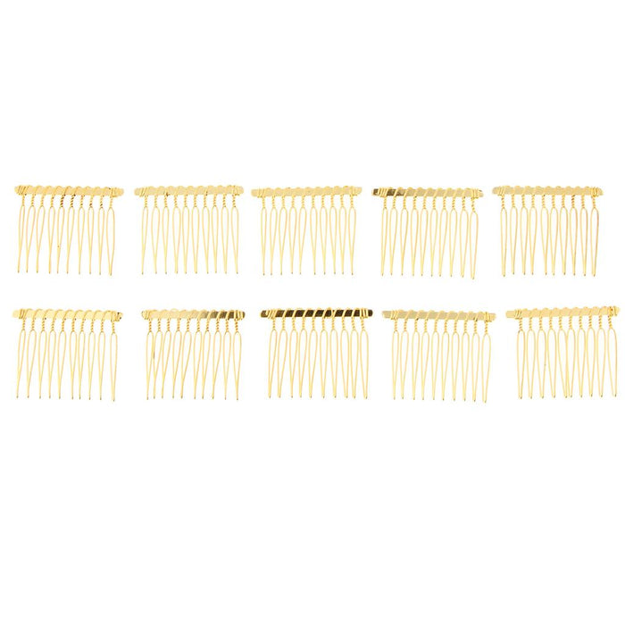 10Pcs Metal Hair Comb Slide Side Combs Hair Clip Hair Jewelry Decor Gold
