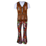 Adult Mens 60s 70s Groovy Hippy Flower Power Fancy Dress Hippie Costume M