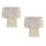 Fluffy Knit Boots Cuff Fur Trim Toppers Leg Warmer Boot Sock Sleeves White