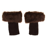 Maxbell Fluffy Knit Boots Cuff Fur Trim Toppers Leg Warmer Boot Sock Sleeves Coffee