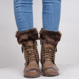 Maxbell Fluffy Knit Boots Cuff Fur Trim Toppers Leg Warmer Boot Sock Sleeves Coffee