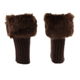 Maxbell Fluffy Knit Boots Cuff Fur Trim Toppers Leg Warmer Boot Sock Sleeves Coffee