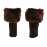 Maxbell Fluffy Knit Boots Cuff Fur Trim Toppers Leg Warmer Boot Sock Sleeves Coffee