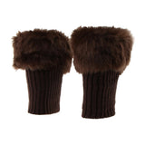 Maxbell Fluffy Knit Boots Cuff Fur Trim Toppers Leg Warmer Boot Sock Sleeves Coffee
