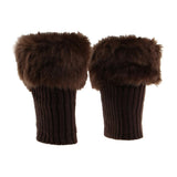Maxbell Fluffy Knit Boots Cuff Fur Trim Toppers Leg Warmer Boot Sock Sleeves Coffee