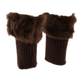 Maxbell Fluffy Knit Boots Cuff Fur Trim Toppers Leg Warmer Boot Sock Sleeves Coffee