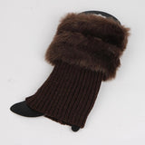 Maxbell Fluffy Knit Boots Cuff Fur Trim Toppers Leg Warmer Boot Sock Sleeves Coffee