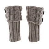 Fashion Women Boot Cuff Knitted Soft Pom Pom Leg Warmer Toppers Boot Socks Grey