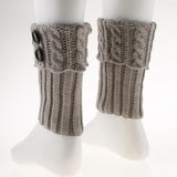 Fashion Women Boot Cuff Knitted Soft Pom Pom Leg Warmer Toppers Boot Socks Grey