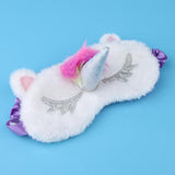 Unicorn Sleep Masks Eye Shade Cover for Women Girls Blindfold Silver horn