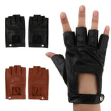 Maxbell Retro Real Leather Men Fingerless Outdoor Driving Cycle Gloves M Black
