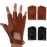 Maxbell Retro Real Leather Men Fingerless Outdoor Driving Cycle Gloves M Black