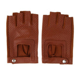 Maxbell Retro Real Leather Men Fingerless Outdoor Driving Cycle Gloves M Tan