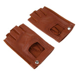 Maxbell Retro Real Leather Men Fingerless Outdoor Driving Cycle Gloves M Tan