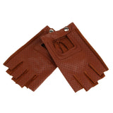 Maxbell Retro Real Leather Men Fingerless Outdoor Driving Cycle Gloves M Tan