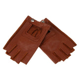 Maxbell Retro Real Leather Men Fingerless Outdoor Driving Cycle Gloves M Tan