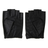 Retro PU Leather Men Fingerless Driving Cycling Gloves XXL Black Button