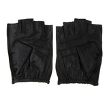 Retro PU Leather Men Fingerless Driving Cycling Gloves XL Black Hook Loop