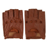 Maxbell Retro PU Leather Men Fingerless Driving Cycling Gloves L Brown Hook Loop