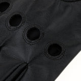 Max Men Retro Black Leather Driving Gloves Lined Screen Touch Short Gloves L