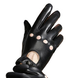 Max Men Retro Black Leather Driving Gloves Lined Screen Touch Short Gloves L