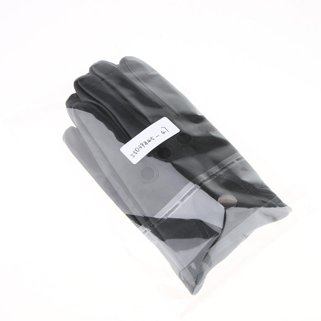 Max Men Retro Black Leather Driving Gloves Lined Screen Touch Short Gloves L