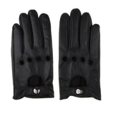 Max Men Retro Black Leather Driving Gloves Lined Screen Touch Short Gloves L