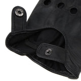 Max Men Retro Black Leather Driving Gloves Lined Screen Touch Short Gloves L