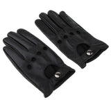 Max Men Retro Black Leather Driving Gloves Lined Screen Touch Short Gloves L