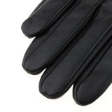Max Men Retro Black Leather Driving Gloves Lined Screen Touch Short Gloves L