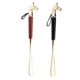 Maxbell Long Metal Shoe Horn with Wood Handle Alloy Horse Head 32cm/2.6inch Black