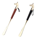 Maxbell Long Metal Shoe Horn with Wood Handle Alloy Horse Head 32cm/2.6inch Black