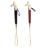 Maxbell Long Metal Shoe Horn with Wood Handle Alloy Horse Head 32cm/2.6inch Black