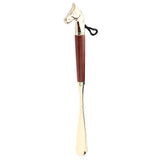 Maxbell Long Metal Shoe Horn with Wood Handle Alloy Horse Head 32cm/2.6inch Brown