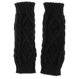 Maxbell Winter Half Finger Fingerless Gloves Arm Hand Warmer Cable Knit Mittens Black