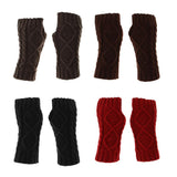 Maxbell Winter Half Finger Fingerless Gloves Arm Hand Warmer Cable Knit Mittens Black
