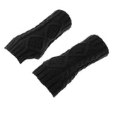 Maxbell Winter Half Finger Fingerless Gloves Arm Hand Warmer Cable Knit Mittens Black