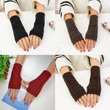 Maxbell Winter Half Finger Fingerless Gloves Arm Hand Warmer Cable Knit Mittens Black