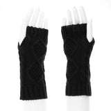 Maxbell Winter Half Finger Fingerless Gloves Arm Hand Warmer Cable Knit Mittens Black