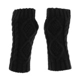 Maxbell Winter Half Finger Fingerless Gloves Arm Hand Warmer Cable Knit Mittens Black