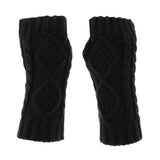 Maxbell Winter Half Finger Fingerless Gloves Arm Hand Warmer Cable Knit Mittens Black