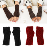 Maxbell Winter Half Finger Fingerless Gloves Arm Hand Warmer Cable Knit Mittens Black